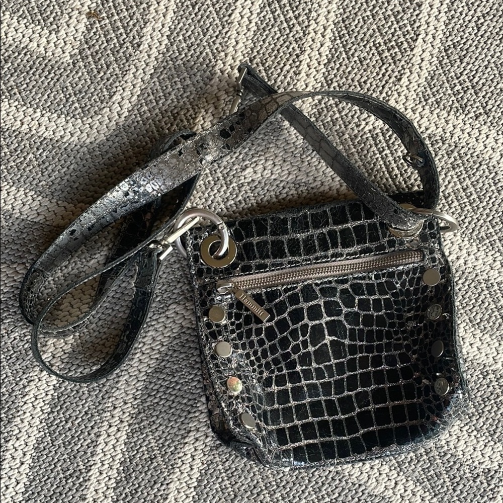 Hammitt  Black Croc-Embossed crossbody bag